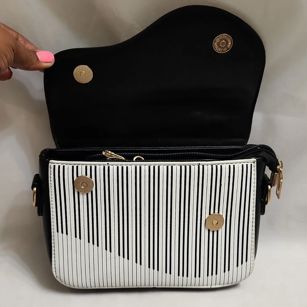 Musical Note Piano Black and White Hand And Shoulder Bag - Picture 4 of 13